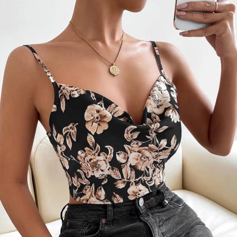 2024 Summer Camisole Slim Vest Sexy Women Sleeveless V-Neck Gray Tee Tank Tops Female Solid Black/White Korean Crop Tops Y2K