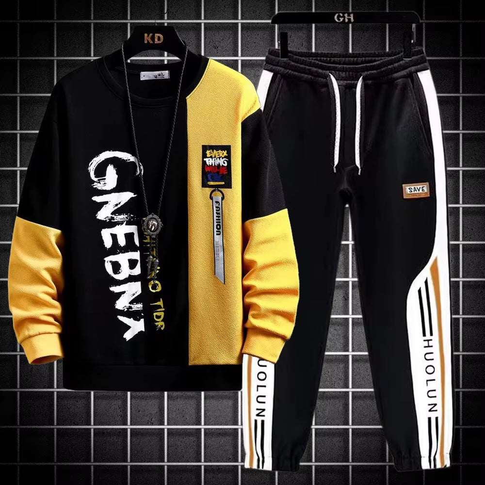 Autumn Men'S Tracksuit Sweatshirt Trousers High Quality Graphic Sportswear Pants 2 Piece Set Men'S Clothing Youth Leisure Suit