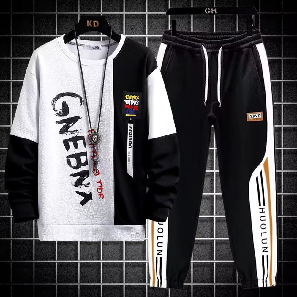 Autumn Men'S Tracksuit Sweatshirt Trousers High Quality Graphic Sportswear Pants 2 Piece Set Men'S Clothing Youth Leisure Suit