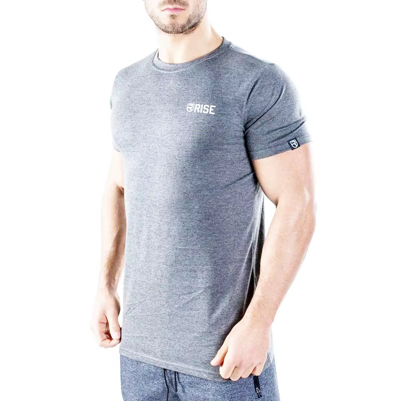 Short Sleeve Tshirt Cotton Stretch Breathable and Sweat-Wicking Slim Fit for Men Casual Workout Fitness Bodybuilding Shirt Tee
