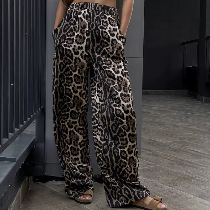 Spring Autumn New Fashion Elastic Waist Leopard Women'S Clothing Casual All-Match Casual Loose Stylish Korean Comfortable Pants