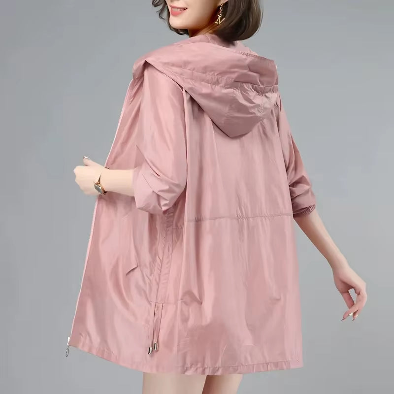 Women Thin Jacket New Sun Uv-Proof Hooded Coat Outdoor Long Sleeve Female 2023 Summer Windbreaker Casual Outerwear Top