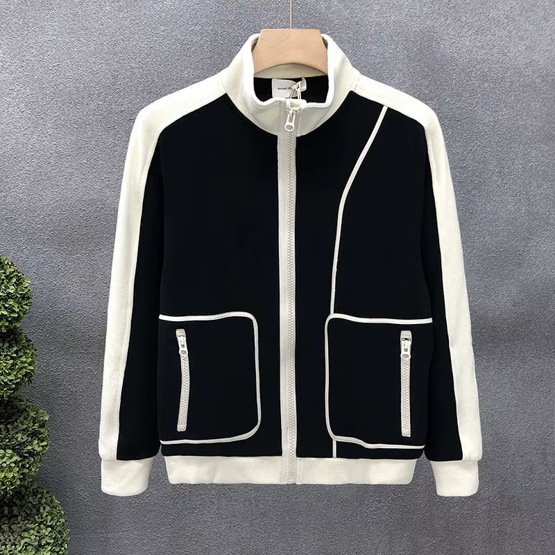 High-End Fashion Men Jackets Spring and Autumn Trendy Stand-Up Collar Tops 2023 New Versatile Trendy Brand Loose Men'S Clothing
