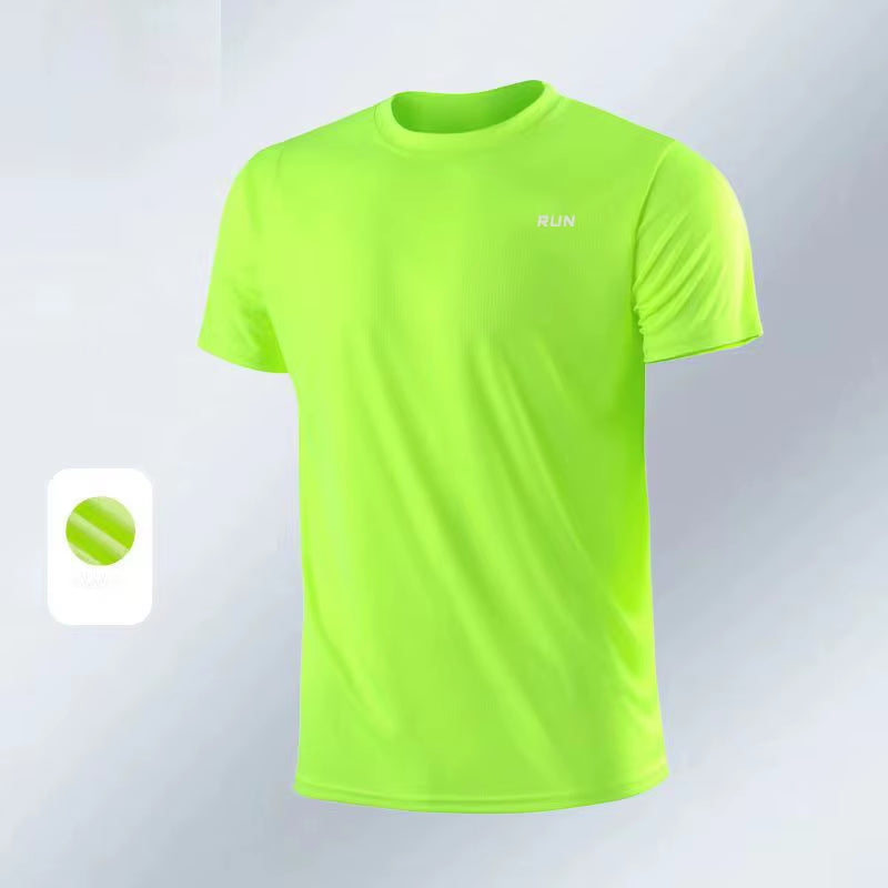 New Ice Silk Men Solid Color T-Shirt Men Sporting Casual Tee Shirt Male Gym Running Black Quick Dry T-Shirt Fitness Sports