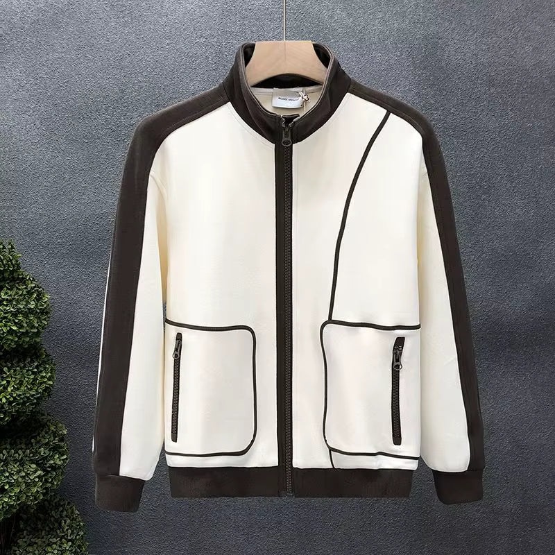 High-End Fashion Men Jackets Spring and Autumn Trendy Stand-Up Collar Tops 2023 New Versatile Trendy Brand Loose Men'S Clothing