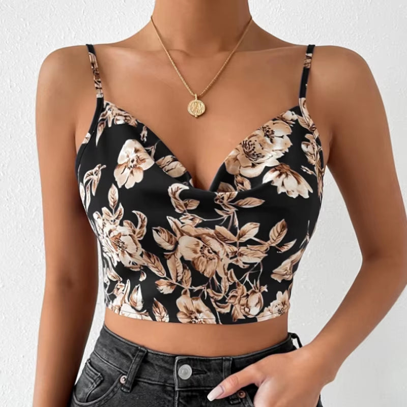 2024 Summer Camisole Slim Vest Sexy Women Sleeveless V-Neck Gray Tee Tank Tops Female Solid Black/White Korean Crop Tops Y2K