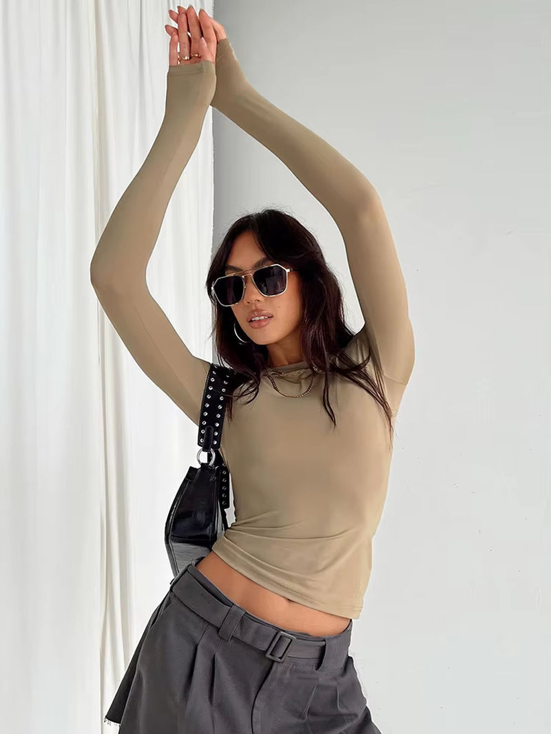 Women Casual Long Sleeve T-Shirts Spring Autumn Solid Slim Fit Pullovers Tees Shirts Female Streetwear Base Tees Tops Casual