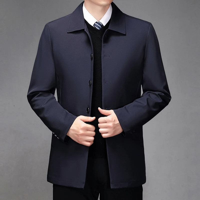 Quality Fashion Men'S Jacket Business Casual Jacket Men Office Dress Coat Spring Autumn Solid Brand Men'S Coat
