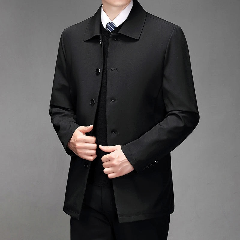 Quality Fashion Men'S Jacket Business Casual Jacket Men Office Dress Coat Spring Autumn Solid Brand Men'S Coat