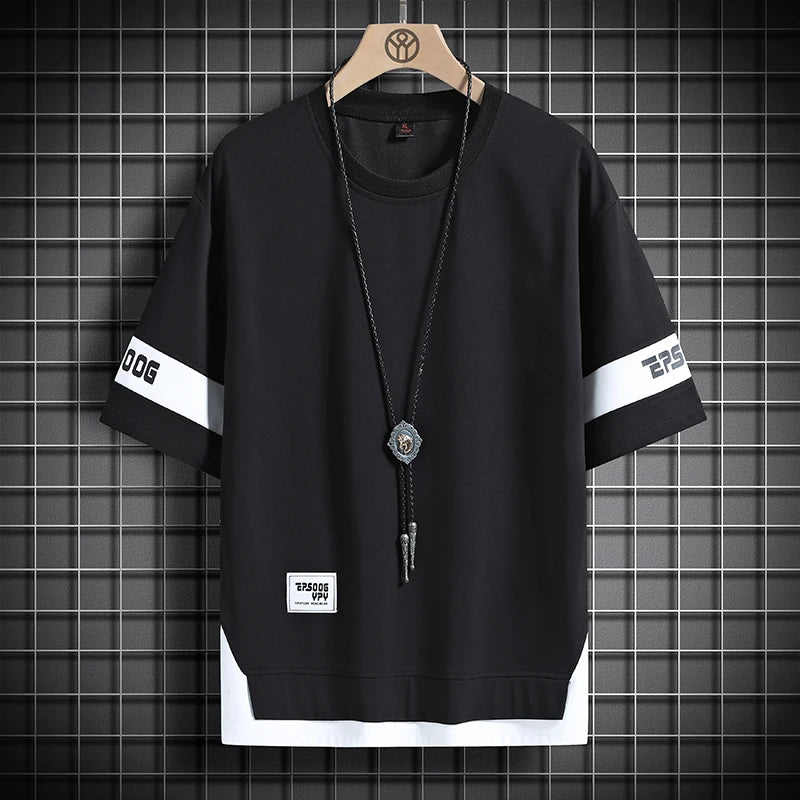 Hip Hop Loose Mens Streetwear T-Shirts Casual Classic 2023 Summer Short Sleeves T Shirt Black White Tshirt Tees Oversize 5XL