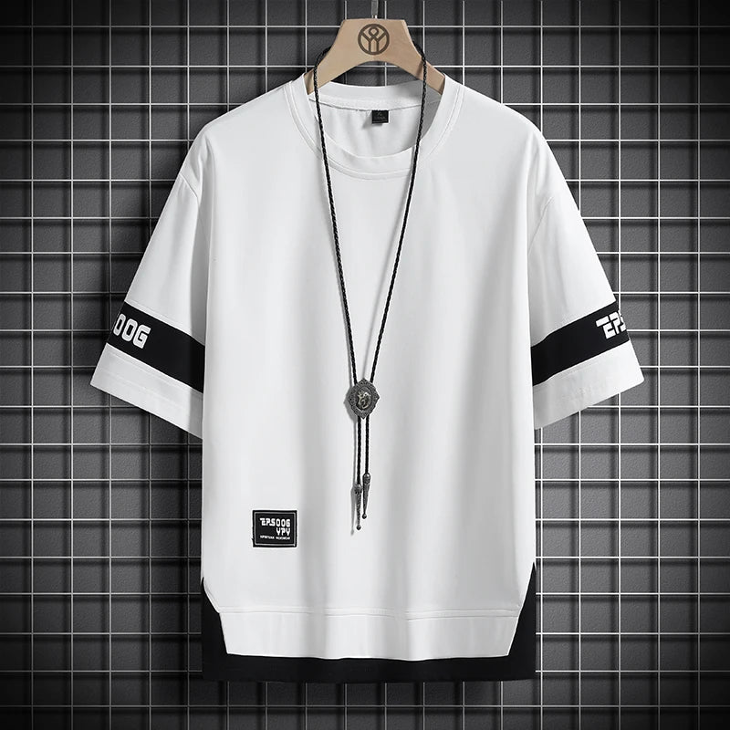 Hip Hop Loose Mens Streetwear T-Shirts Casual Classic 2023 Summer Short Sleeves T Shirt Black White Tshirt Tees Oversize 5XL