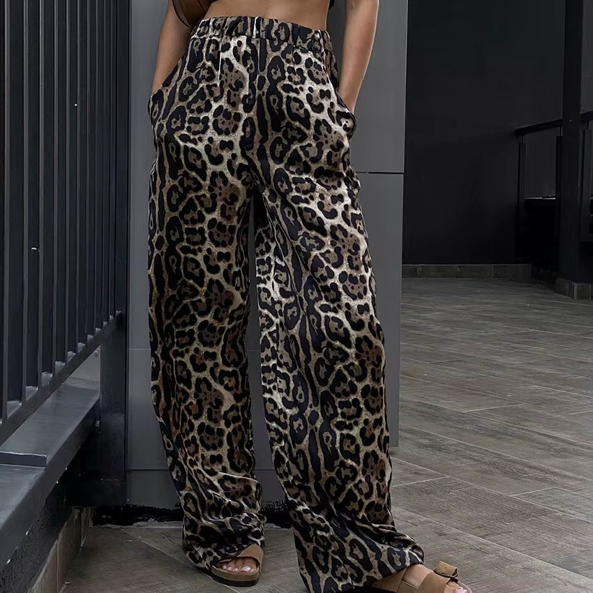 Spring Autumn New Fashion Elastic Waist Leopard Women'S Clothing Casual All-Match Casual Loose Stylish Korean Comfortable Pants