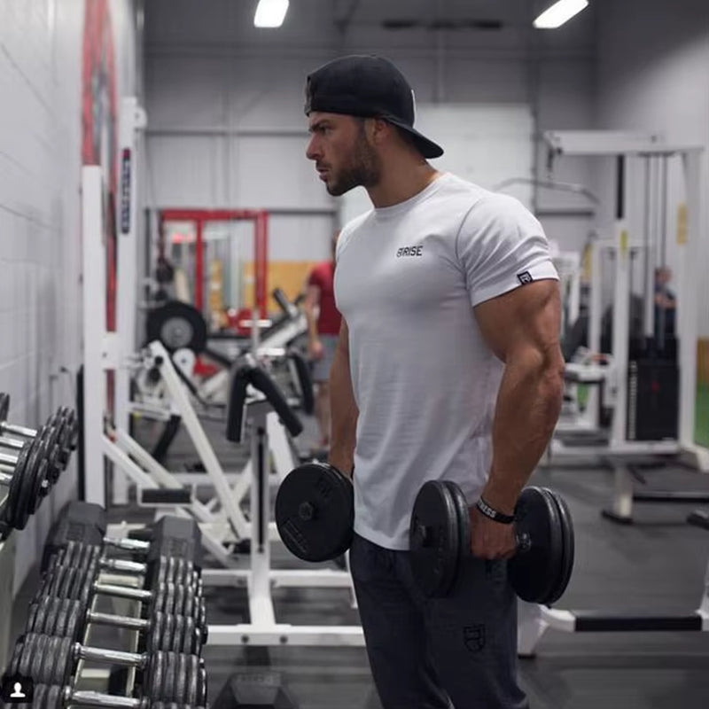 Short Sleeve Tshirt Cotton Stretch Breathable and Sweat-Wicking Slim Fit for Men Casual Workout Fitness Bodybuilding Shirt Tee