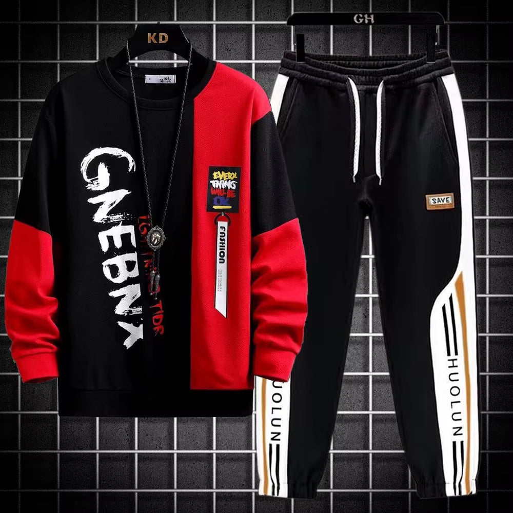 Autumn Men'S Tracksuit Sweatshirt Trousers High Quality Graphic Sportswear Pants 2 Piece Set Men'S Clothing Youth Leisure Suit