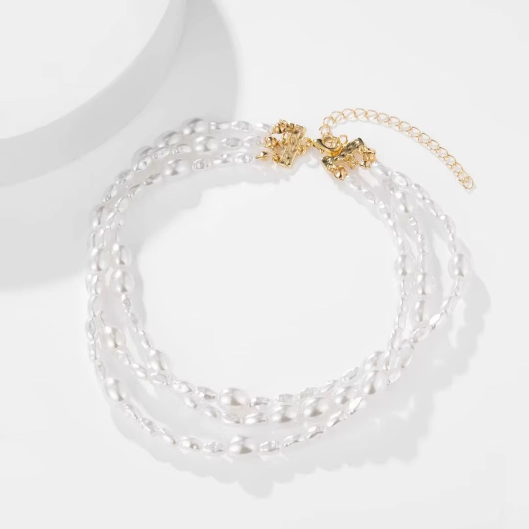 2024 New Simple Baroque Imitation Pearl Chain Choker Necklace Elegant Temperament Beaded Necklace Women'S Wedding Party Jewelry