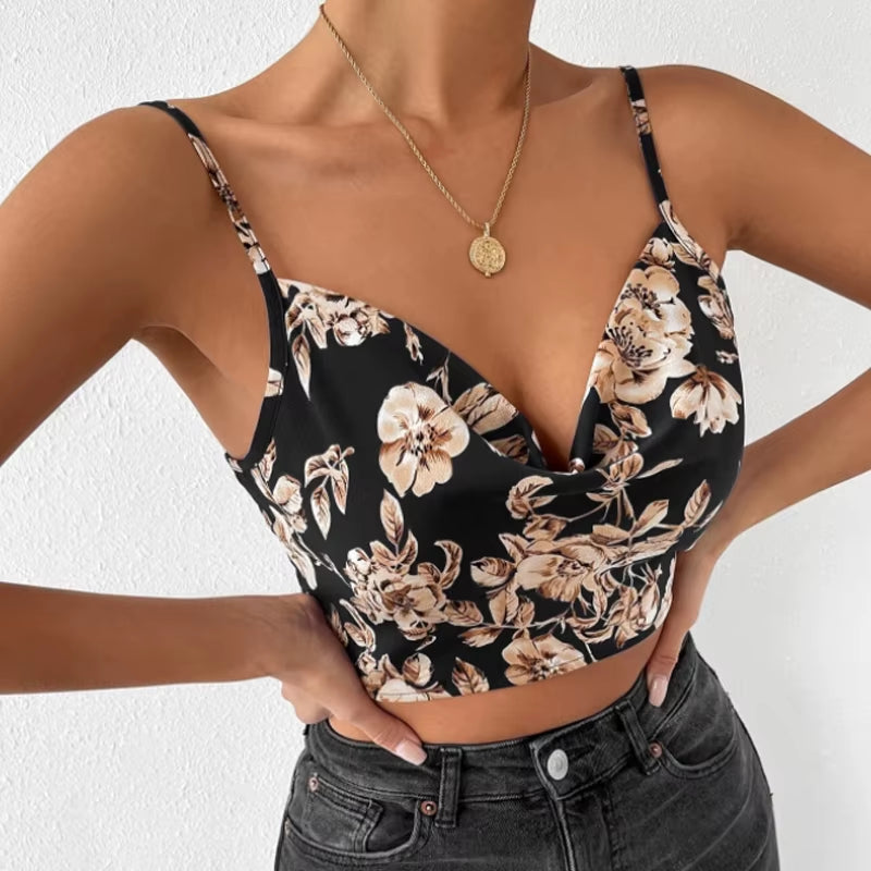 2024 Summer Camisole Slim Vest Sexy Women Sleeveless V-Neck Gray Tee Tank Tops Female Solid Black/White Korean Crop Tops Y2K