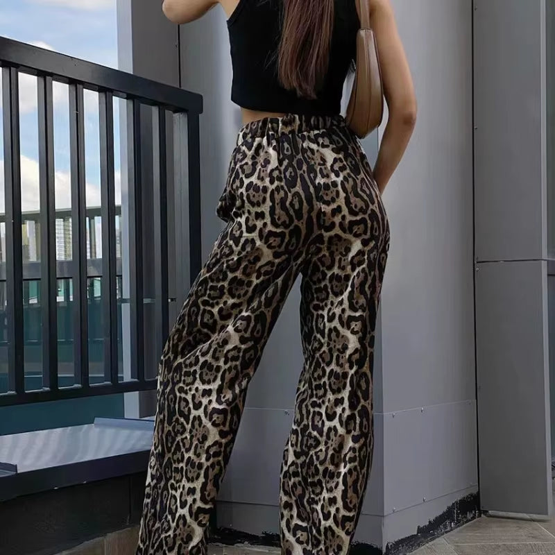 Spring Autumn New Fashion Elastic Waist Leopard Women'S Clothing Casual All-Match Casual Loose Stylish Korean Comfortable Pants