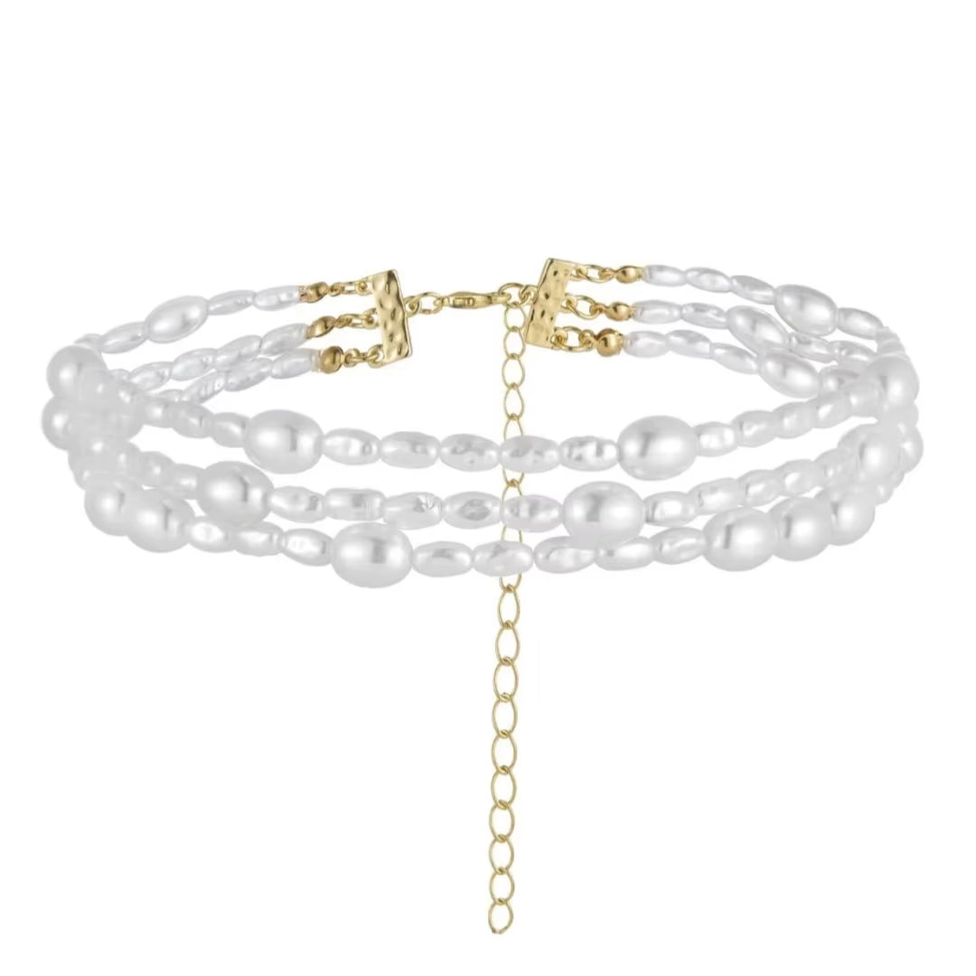 2024 New Simple Baroque Imitation Pearl Chain Choker Necklace Elegant Temperament Beaded Necklace Women'S Wedding Party Jewelry