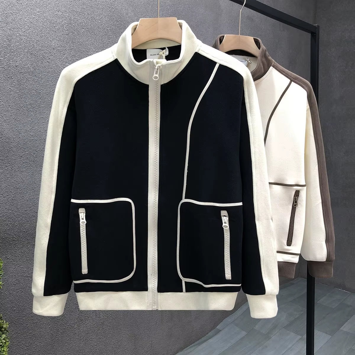 High-End Fashion Men Jackets Spring and Autumn Trendy Stand-Up Collar Tops 2023 New Versatile Trendy Brand Loose Men'S Clothing