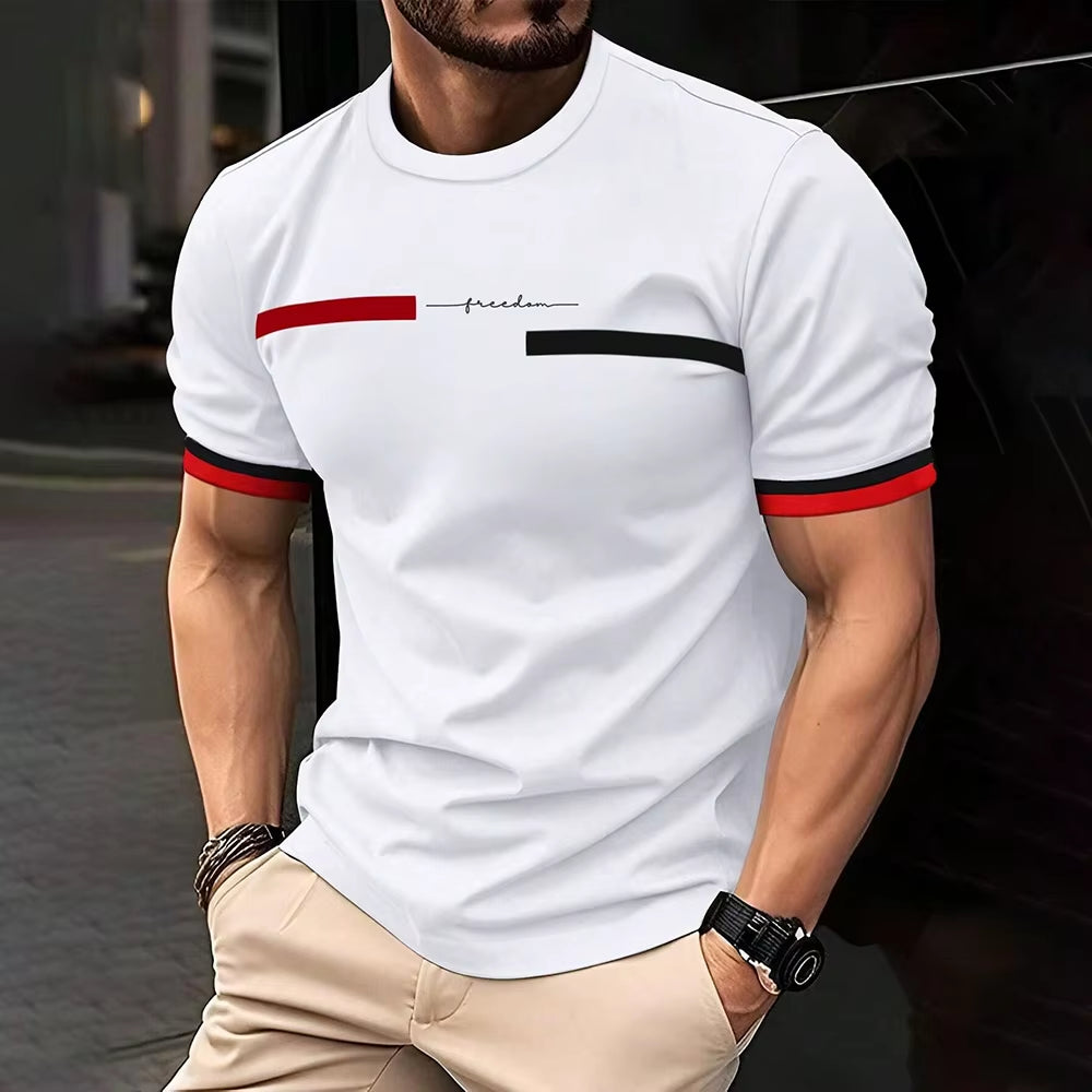 Fashion 3D Stripe Letter Print Men'S T Shirt Hip Hop Trend Harajuku Streetwear Casual O-Neck Oversized T-Shirts Summer Men Tops