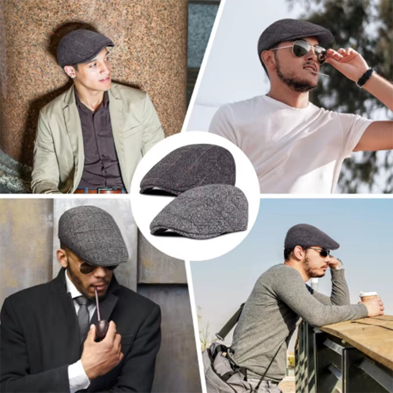 Retro Classical Wool Caps Men British Artist Painters Hats Autumn Winter Berets Herringbone Flat Peaked Cap Hip Hop Berets