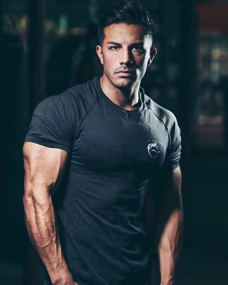 Men Tshirt Bodybuilding Tight Compression Quick-Drying Muscle Shirt Fitness Workout Basketball Running Clothing Men T-Shirt