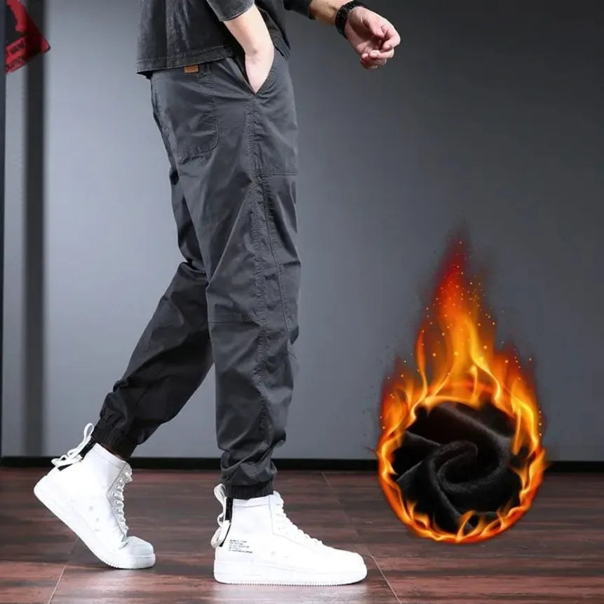 Men Trousers Overalls Men'S Trendy Brand Loose Casual Leggings Autumn Solid Color Versatile plus Velvet Work Pants Mens Clothing