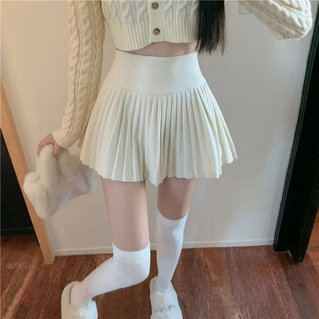 Summer High Waist Womens Sexy Mini Pleated Skirts Side Zipper Vintage Pleated Skirt Korean Student White Tennis Skirts Short