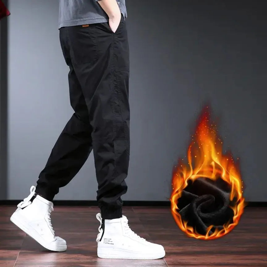 Men Trousers Overalls Men'S Trendy Brand Loose Casual Leggings Autumn Solid Color Versatile plus Velvet Work Pants Mens Clothing