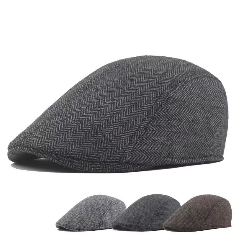 Retro Classical Wool Caps Men British Artist Painters Hats Autumn Winter Berets Herringbone Flat Peaked Cap Hip Hop Berets