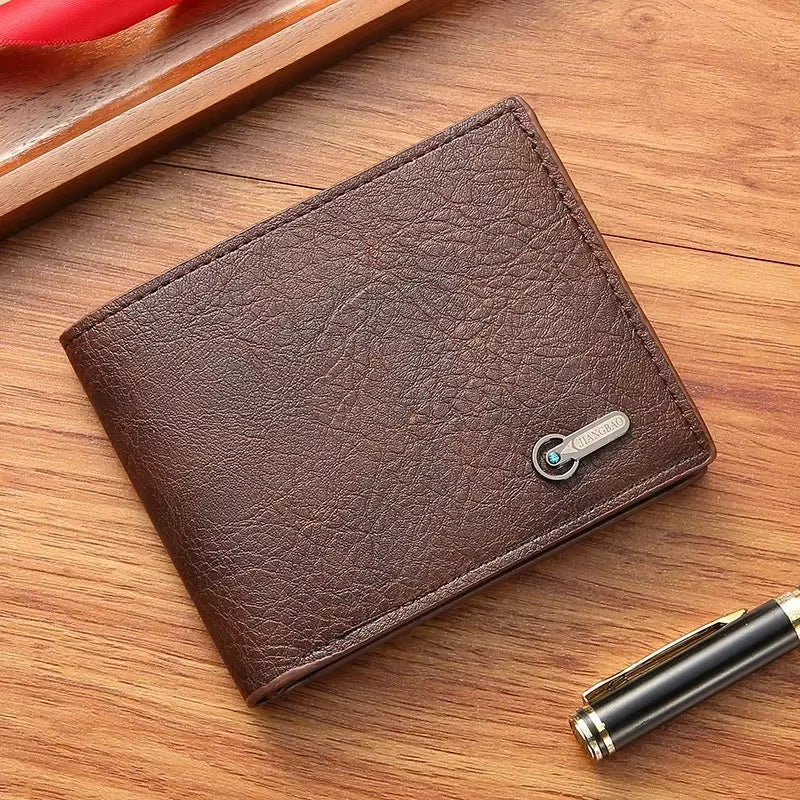 PU Leather Multiple Slot Casual Large Capacity Men Purse Black Coin Wallet Male Business ID Cards Holder Dollar Coin Money Bags