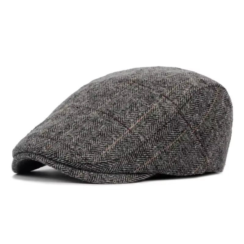 Retro Classical Wool Caps Men British Artist Painters Hats Autumn Winter Berets Herringbone Flat Peaked Cap Hip Hop Berets