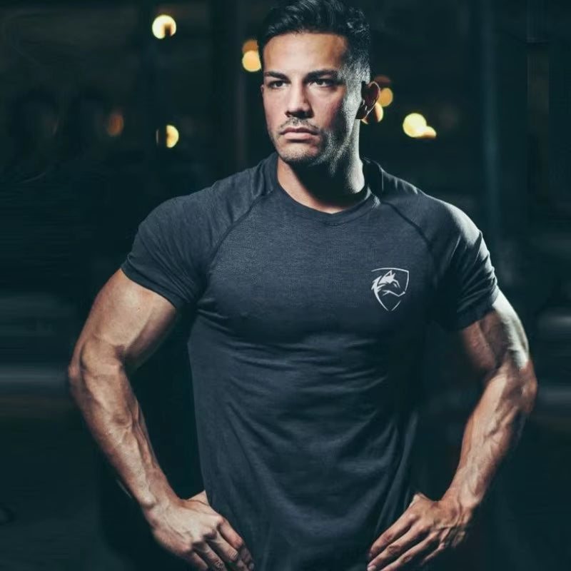 Men Tshirt Bodybuilding Tight Compression Quick-Drying Muscle Shirt Fitness Workout Basketball Running Clothing Men T-Shirt